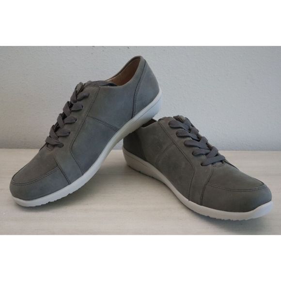 Vionic NBK/TVW5623 Women's Sz 10 Slate Gray Abigai Leather Lace Up Sneakers $130 - Picture 2 of 13